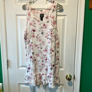 Laura Ashley knit Sleeveless dress with Ruffle Hem floral size large